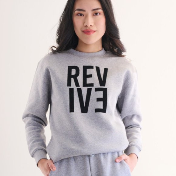 Revive Loungewear. Two Piece Lounge Set, Crewneck Sweatshirt and Jogger - Grey H - Picture 5 of 8